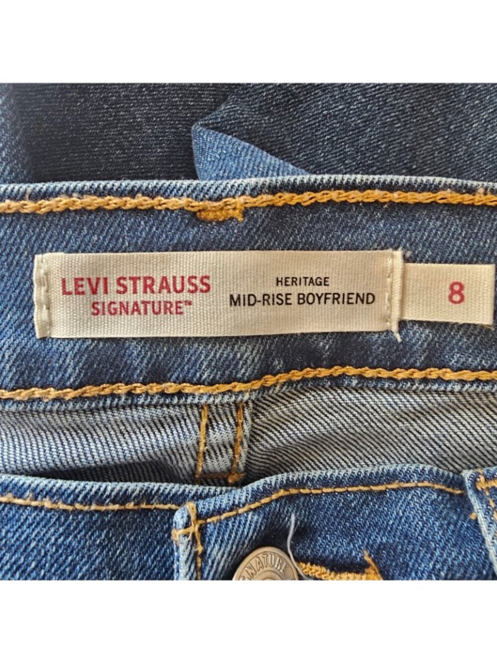 Levis Signature Mid Rise Boyfriend Jeans Womens 8 31x25 Heritage Denim Stretch - Picture 5 of 10